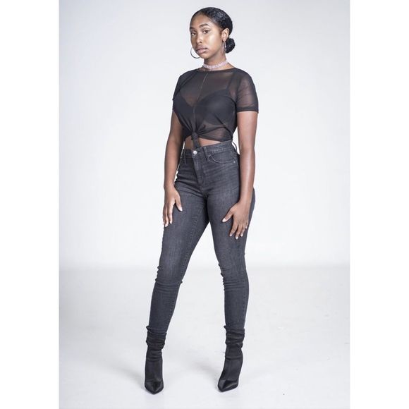 Black Sheer crop top - Picture 2 of 3